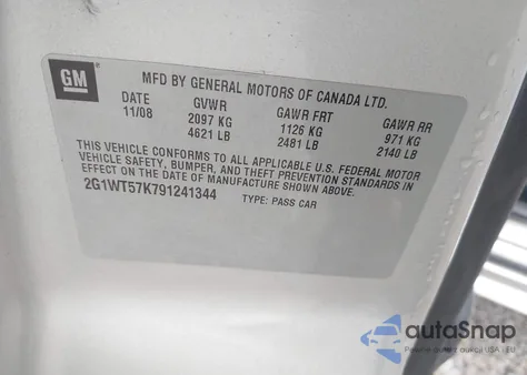 2009 Chevrolet Impala Lt z USA, uszkodzony, nr VIN 2G1WT57K791241344